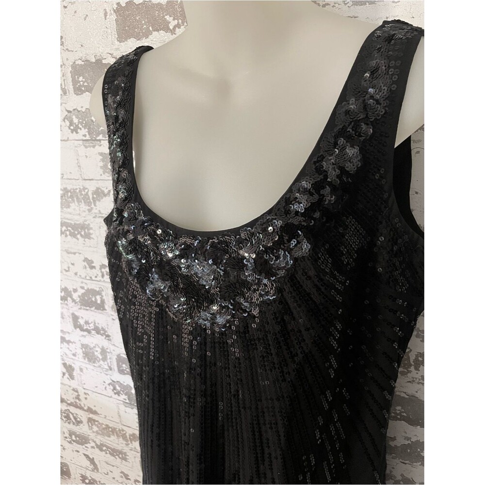 White House Black Market Black Sequin Cocktail Dress Size 8 Sleeveless